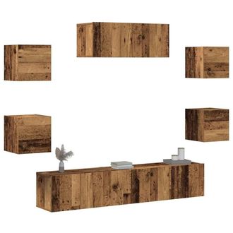 Berkfield Home 5 Piece TV Cabinet Set Wall-mounted Old Wood in Brown