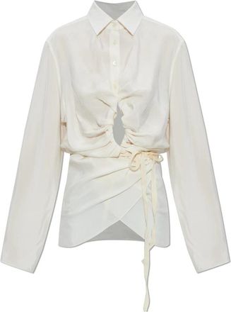 Maison Margiela Shirt met Gedrapeerde Voorkant - Dames - Overhemden - Beige - S - Overhemden
