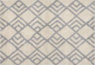 Beliani Alfombra De Algod&oacute;n Beige Claro Gris 140 X 200 Cm Hecho A Mano Dormitorio Nevsehir