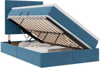 vidaXL Bed with Mattress with Headboard Blue 120 x 190 cm Velvet vidaXL