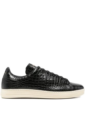Tom Ford crocodile-embossed leather sneakers - Black