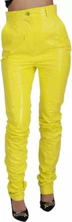Dolce & Gabbana Yellow High Waist Skinny Women Trouser Womens Pants (Pre-Owned)