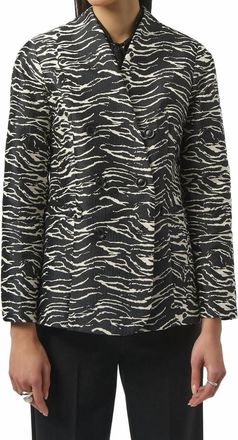 Joseph Ribkoff Zebra Print Double Breasted Blazer Jacket In Black/off-White