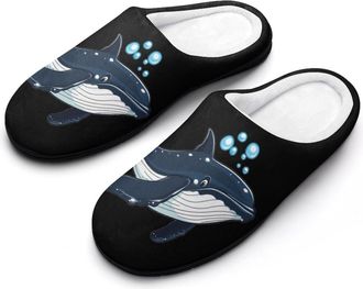 Generic Humpback-whale Womens Slippers Warm House Slippers Indoor House Shoes with Anti-Skid Rubber Sole