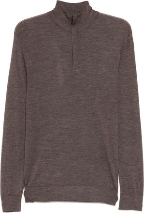 N.Peal Maglione Regent FG con mezza zip - Marrone