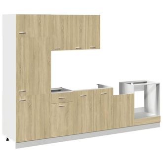 Berkfield Home 7 Piece Kitchen Cabinet Set Lyon Sonoma Oak Engineered Wood in Light Tan