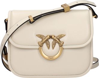 Pinko Pinko Crossbody Love Box Tas Damess Leer Beige/Ivoor