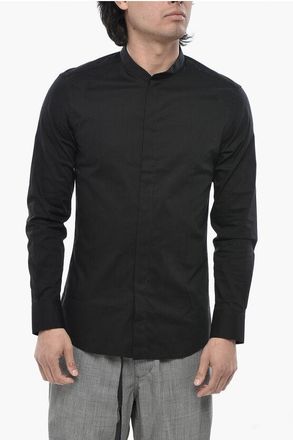 Paolo Pecora Stretch Cotton Shirt with Korean Collar size 40