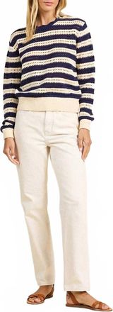 Trovata Lightweight Ryann Sweater In Crisp Navy & Cream Stripes