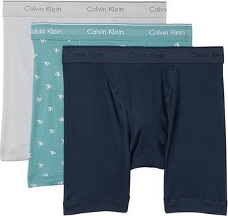 Calvin Klein Underwear Cotton Classics 3-Pack Boxer Brief Mens Underwear Micro Chip/Diamond Logo/Zoni Beach/Ink : 2XL