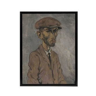 Artery8 Artists Self Portrait Arnold Weisz Kubincan Black Framed Canvas Art in Grey | Size: W24 x H32