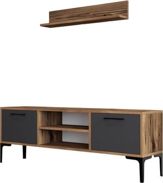 Hanah Home Mueble Para La Tele De Madera <> - 140 X 30 X 48 Cm - Nogal Antracita