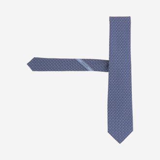 Ferragamo Geometric Jacquard Silk Necktie - Blue