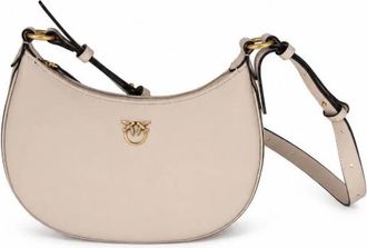 Pinko Half Moon Mini Leren Schoudertas - Dames - Schoudertassen - Beige - ONE Size - Katoen - Tassen
