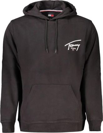 Tommy Hilfiger Zwarte katoenen hoodie voor mannen - Heren - Hoodies - Zwart - 2XL - Katoen - Hoodies & sweatvesten
