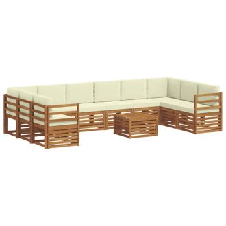 vidaXL Conjunto De Sof&aacute;s De Exterior Con Coj&iacute;n 11 Pcs Natural Y Crema Vidaxl