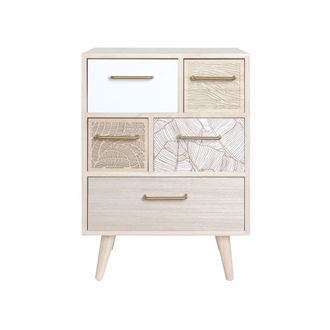 Mobili Rebecca Mueble de almacenamiento con 5 cajones en madera marr&oacute;n y blanco