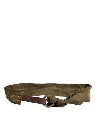 Ermanno Scervino Womens Army Green Cotton Round Buckle Waist Belt Waxed