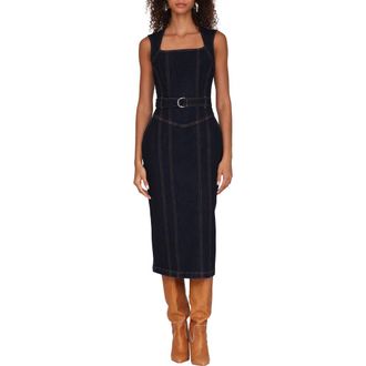 Avec Les Filles Corset Bodycon Midi Dress in Dark Rinse Wash at Nordstrom Rack, Size 12