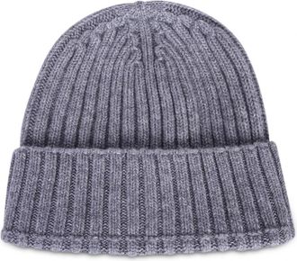 Dell'Oglio Geribbelde Gebreide Muts - Heren - Hoeden - Grijs - ONE Size - Accessoires