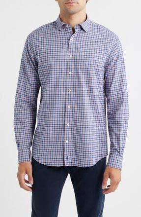 Johnnie-O Mayes Plaid Nylon Blend Button-Down Shirt in Malibu Red at Nordstrom Rack, Size Xx-Large