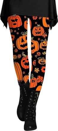 Generic Ladies Halloween Leggings Scary Pumpkin Graphic Yoga Jogging Pants Trendy Tummy Control High Waisted Leggings Casual Funny Gift Pants Fall Celebration