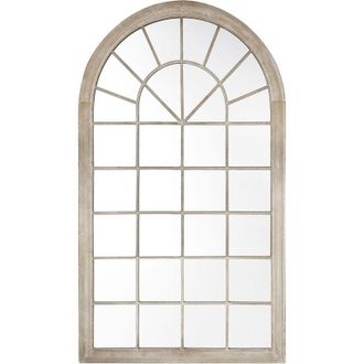 Beliani Beliani - Espejo De Pared De Metal Beige 76 X 130 Cm Ventana Arqueada Vintage Decoraci&oacute;n Trevol