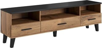 Mirjan24 Mobilier1 - Mueble Tv Larfloi 109, Roble Wotan + Negro, N&uacute;mero De Puertas: 0, N&uacute;mero De Cajones: 0, 180x53x40cm
