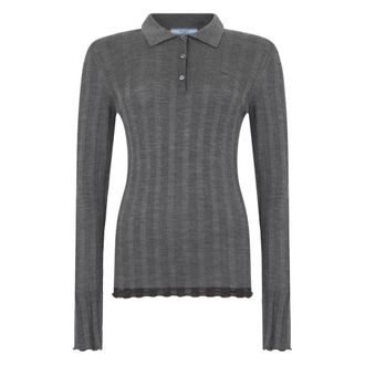 Prada Dames, Tops, Grijs, Maat: XS Katoen