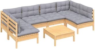 vidaXL Juego De Muebles De Jard&iacute;n 7 Pzas Y Cojines Madera Maciza Pino Vidaxl