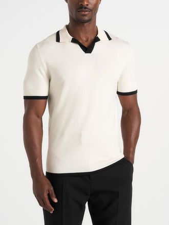 Mani&egrave;re De Voir Lambert Contrast Detail Knit Polo in Cream at Nordstrom, Size Xx-Large