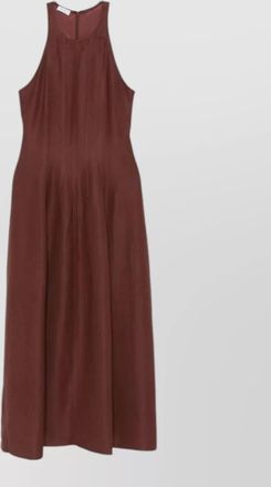 Brunello Cucinelli linen blend halter midi dress sleeveless