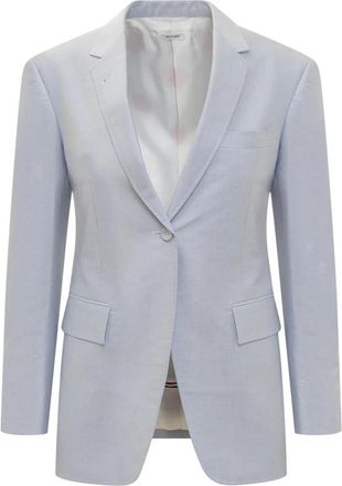 Thom Browne Elegante V-hals Blazer met Zakken - Dames - Blazers - Blauw - XS - Katoen - Jassen