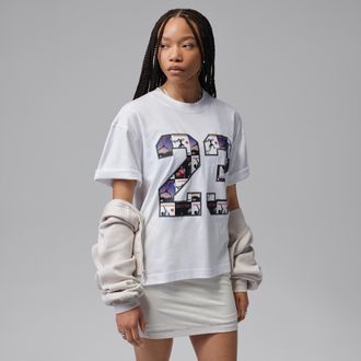 Nike Jordan Womens Jordan Girlfriend T-Shirt in White | IM7141-100