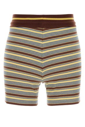 Fendi Striped Stretch Cotton Shorts - Brown