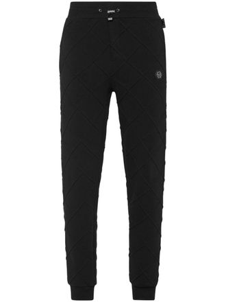 Philipp Plein logo-appliqu&eacute; quilted track pants - Black
