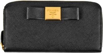 Prada Pre-owned Vintage Lange Portemonnee (bi-fold) - Dames - Vintage Accessoires - Zwart - ONE Size - Leer - Vintage
