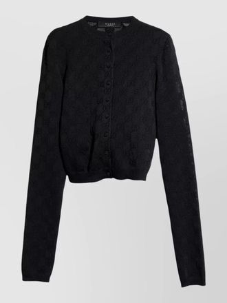 Gucci sheer knit cardigan ribbed cuffs hem