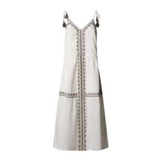 Pepe Jeans London Diva Longuette Jurk - Dames - Casual kleedjes - Wit - S - Katoen - Kleedjes