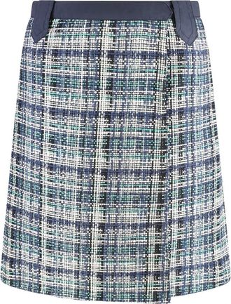 Etro Zijde blend wikkelrok met riem - Dames - Korte rokken - Blauw - M - Katoen - Rokken