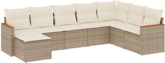 vidaXL Vidaxl - Juego De Sof&aacute;s De Jard&iacute;n Con Cojines Beige 8 Pzas Rat&aacute;n Pe