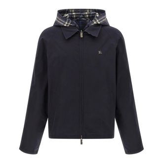 Burberry Jassen, Heren, Blauw, L, Katoen, Hodson Reversible Harrington Jacket