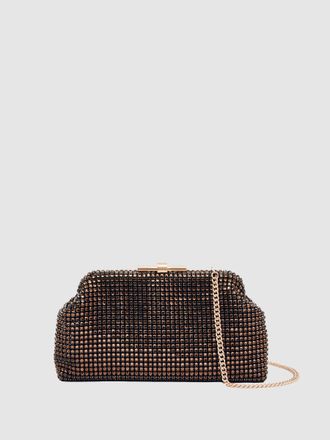 Reiss Chocolate Embellished Clutch Bag