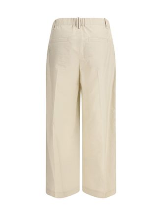 Brunello Cucinelli Womens Cotton-Blend Trousers, Quartz