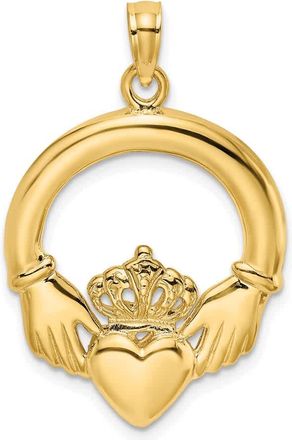 Diamond2Deal 10k Yellow Gold Polished Large Claddagh Heart Charm
