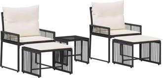 vidaXL Juego De Muebles De Exterior 11 Uds. Negro Y Crema Vidaxl