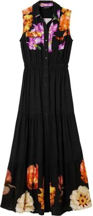 Desigual Bloemige Mouwloze Overhemdjurk - Dames - Shirt Kleedjes - Zwart - S - Kleedjes