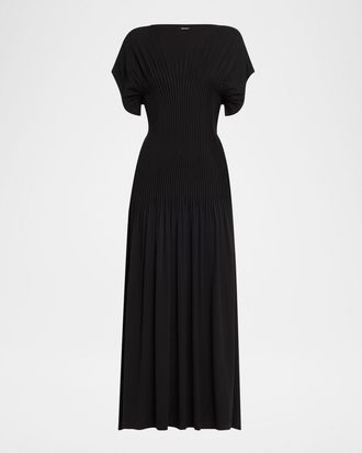 Toteme Knife-Pleated Jersey Empire Maxi Dress
