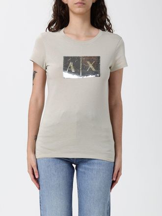 A|X Armani Exchange T-shirt in cotone con logo di paillettes