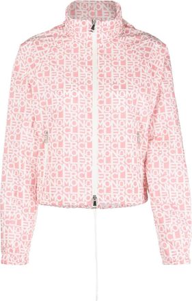 Moncler logo-print zip-up jacket - women - Polyamide - 2 - Pink